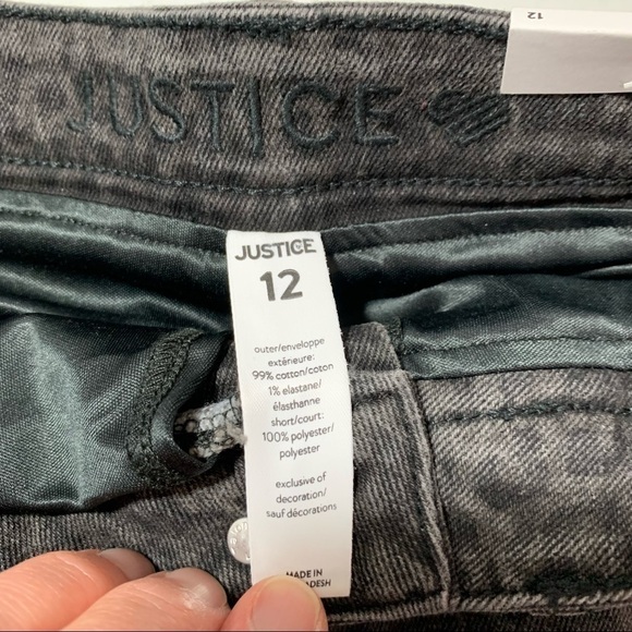 New Justice Girls Leopard Print Denim Skort size 12 Black gray BNWT - Picture 4 of 6